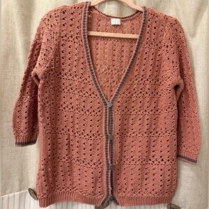 Poetry Dusty Rose Open-Knit Cardigan